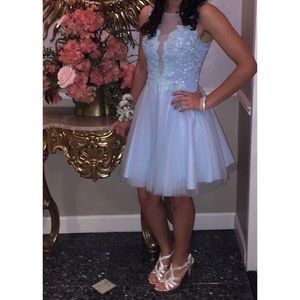 Beaded Floral Cocktail Gown